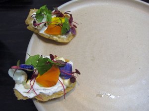 Roganic2011_00crispbread Roganic - Rosemary and Chickpea aioli on crisp bread