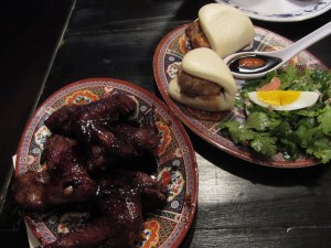 Pork Steamed Buns & Jalan Alor Chicken Wings at Fatty Crab Upper West Side, New York City