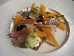 Pressed Pigs Head with Smoked Haddock and Pickled Vegetables