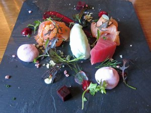 Smoked Salmon with Beetroot and Wasabi Mousse